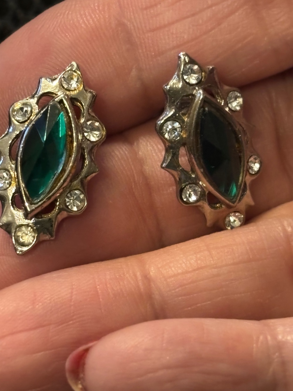 Vintage-Inspired Emerald Marquise Crystal Stud Earrings - Women Jewelry